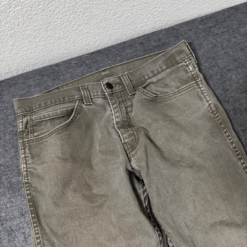 Levis 511 Slim Fit Jeans Mens 34x30 (33x28) Olive Green Stretch Denim Pants - Picture 3 of 11